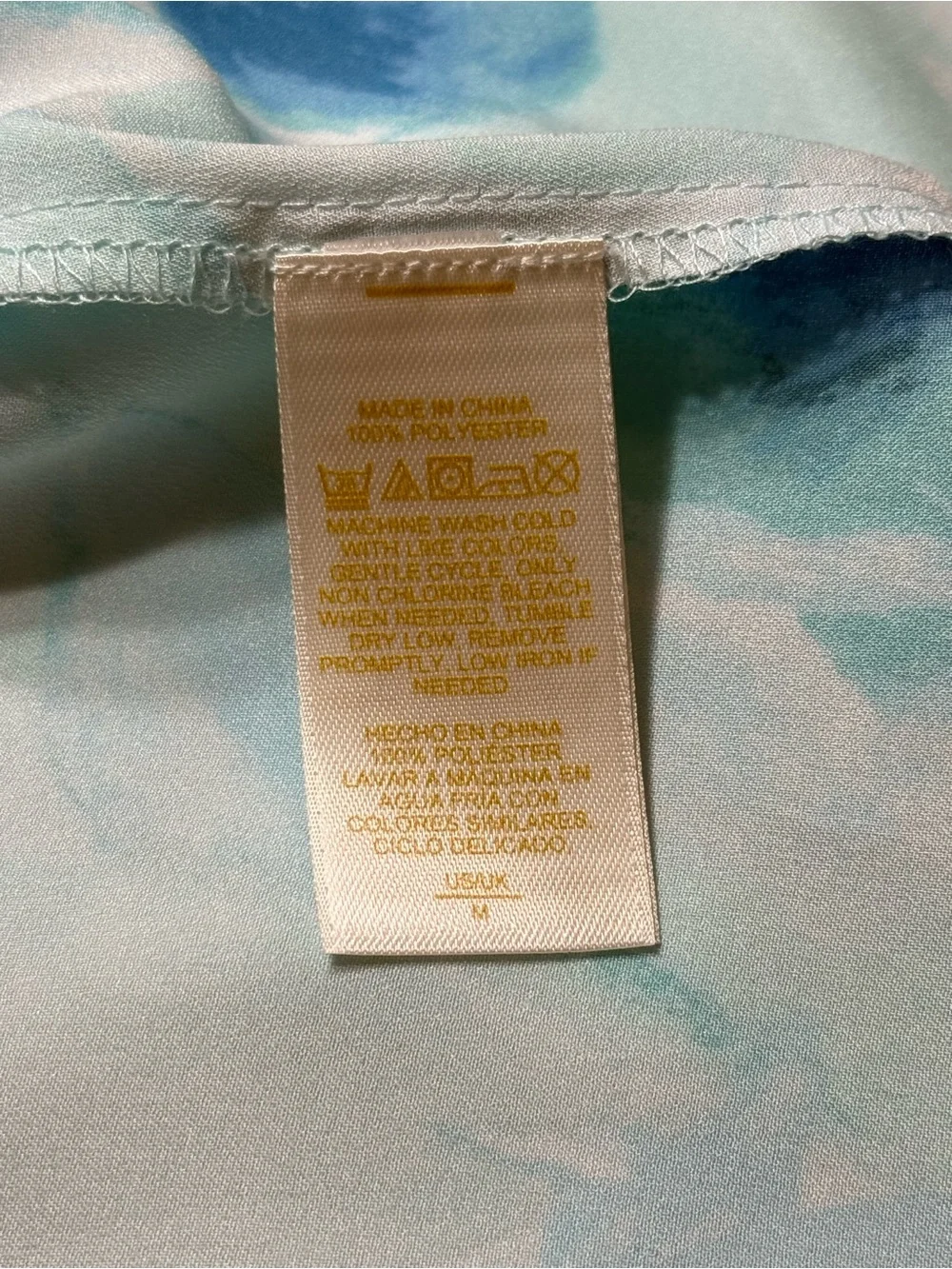 Kate Spade Light Blue Watercolor Satin Wrap Robe Size Medium